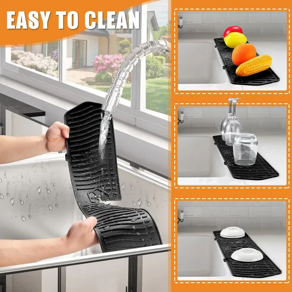 Kitchen Long Silicone Sink Faucet Mat Splash Guard for Absorbent Sink Countertop Protectors Mat Kitchen Gadgets 5