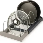 1Pc 7-grid Telescopic Pot Rack,Pans Organizer,Space-saving Cabinet Holder for Pots,Pans and Lids-Keep Your Kitchen Neat and Tidy 2